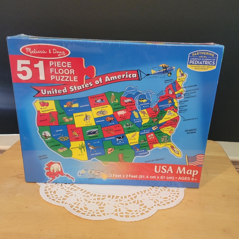 Melissa & Doug USA Map Floor Puzzle - Colorful Educational Toy